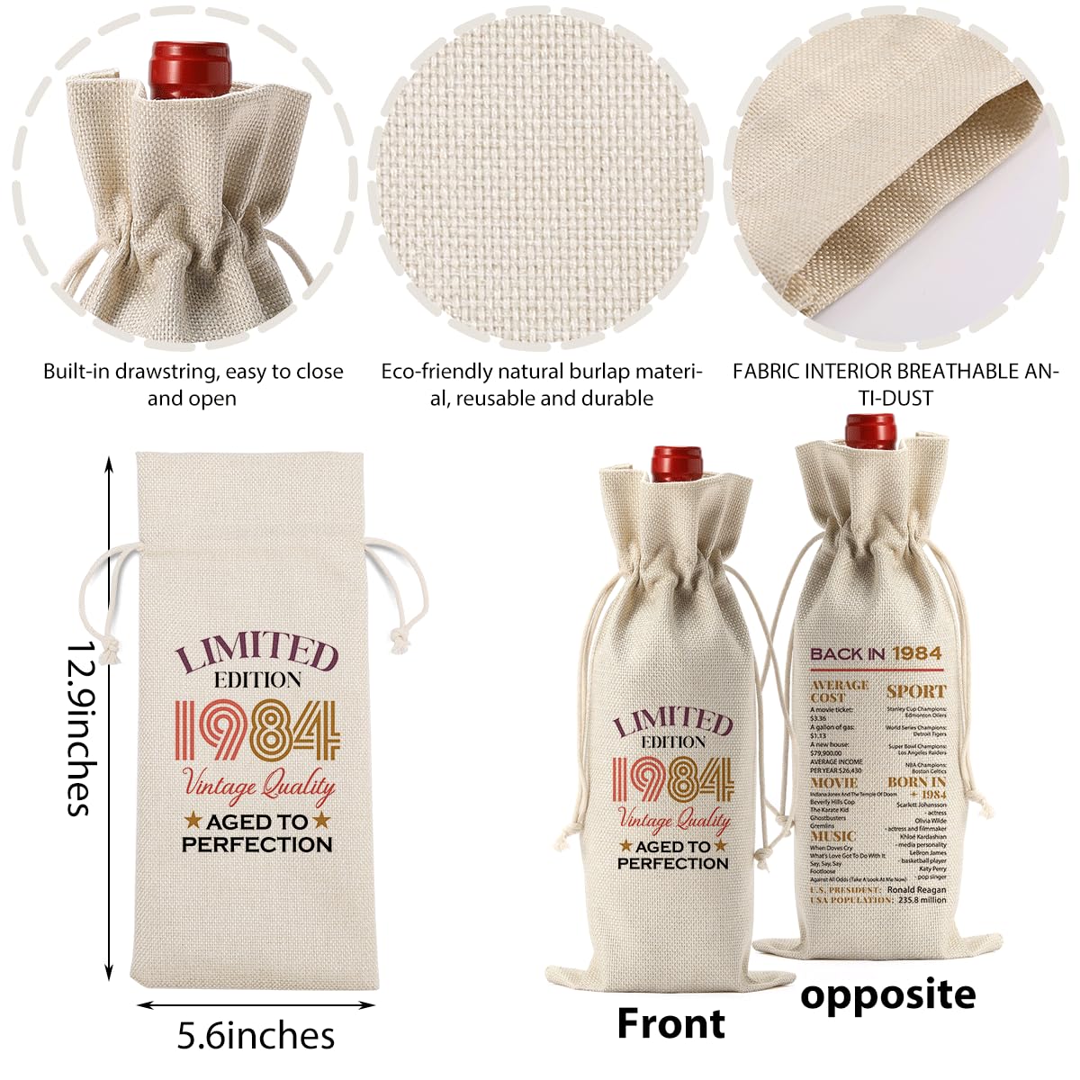 Funny 40th Birthday Wine Bag Gift for Women & Men - Party Decor