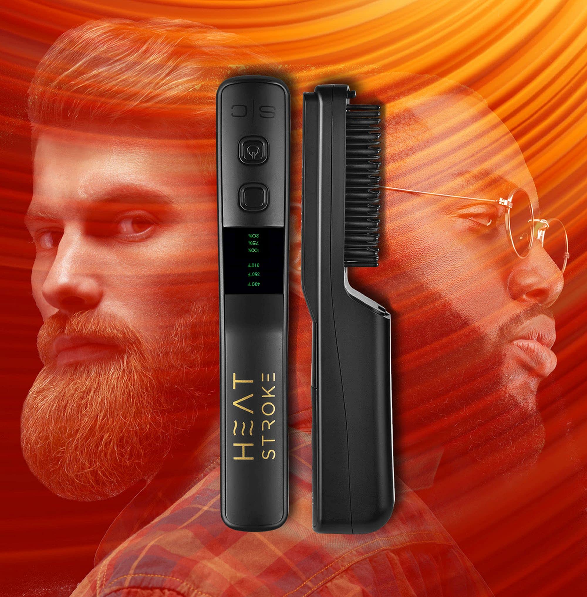 StyleCraft Wireless Beard Straightener & Styling Hot Brush with Cool Touch Tips - Anti-Scald Hair Straightening Tool for Men (Black) - Perfect for Home, Travel & Salon Use