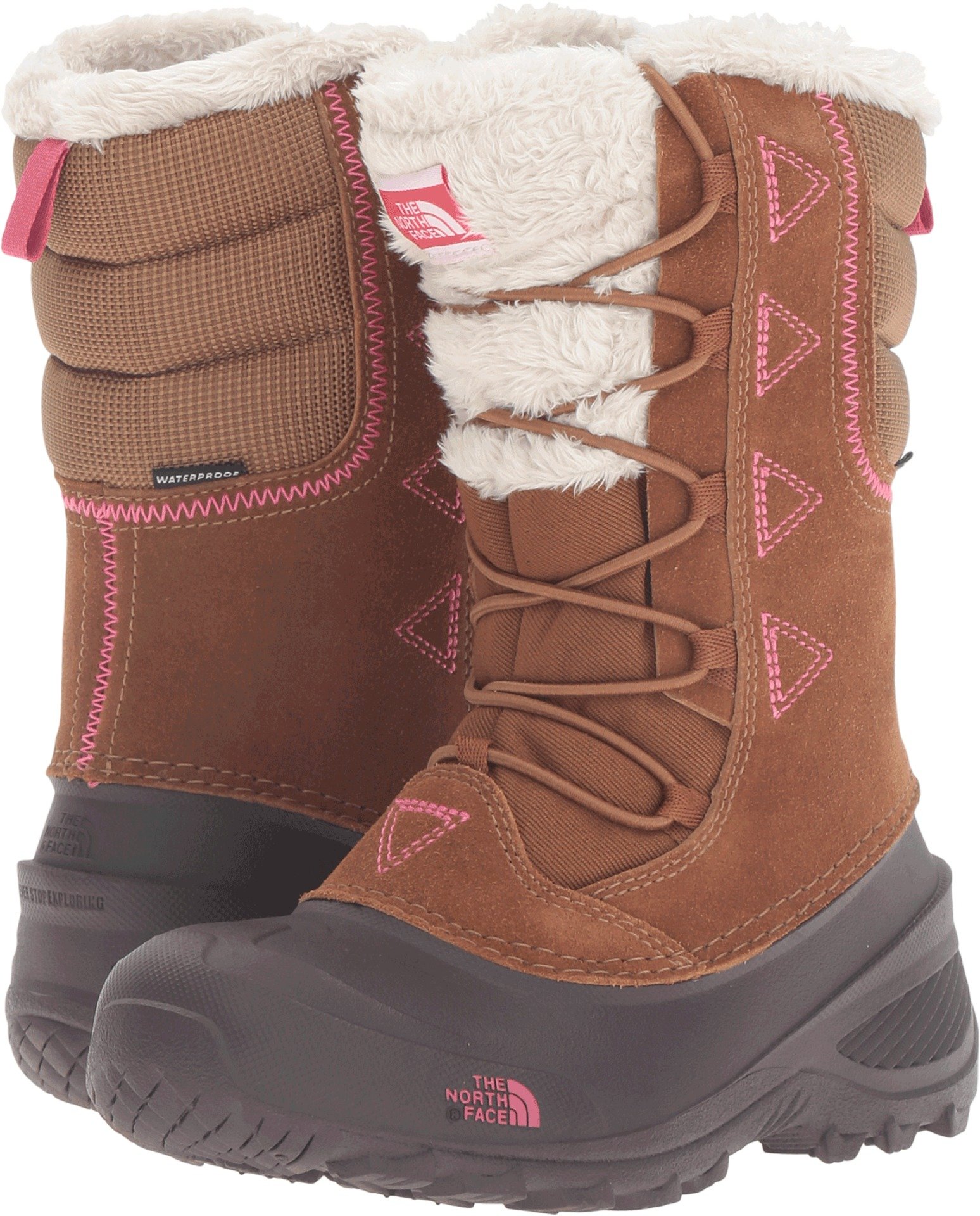 The North Face Shellista Lace II Waterproof Winter Boots for Kids - Dachshund Brown/Cabaret Pink - US Size 11 Little Kid M - Warm Snow Boots for Boys & Girls - Perfect for Snow Play, School & Outdoor Winter Activities