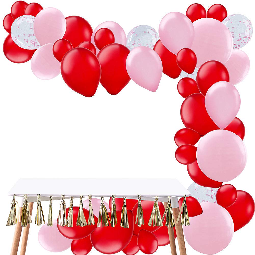 Valentine's Day Balloon Garland Kit - Pink & Red Heart Balloons for Romantic Party Decorations | Perfect for Wedding, Anniversary & Valentine's Day Party Decor