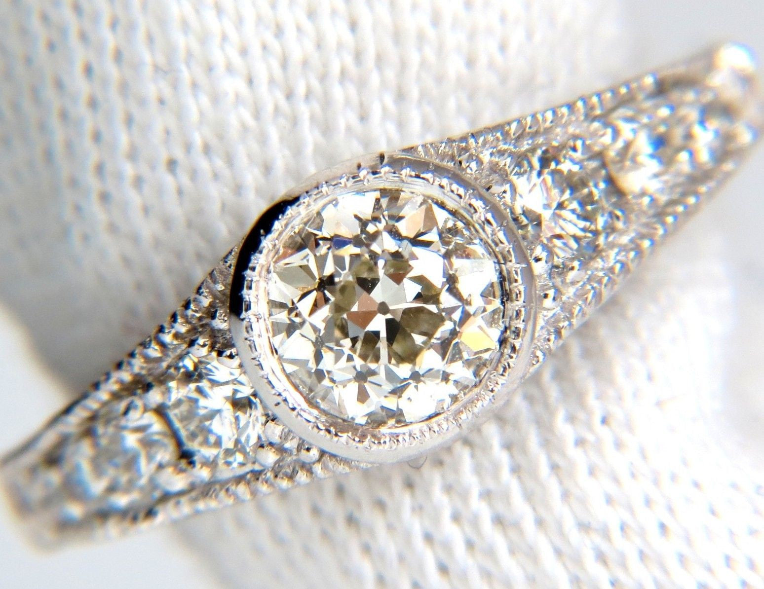 1.85CT Natural European Cut Flush Mount Diamond Ring in 14KT White Gold I/VS Clarity - Elegant Wedding Band & Anniversary Gift for Women