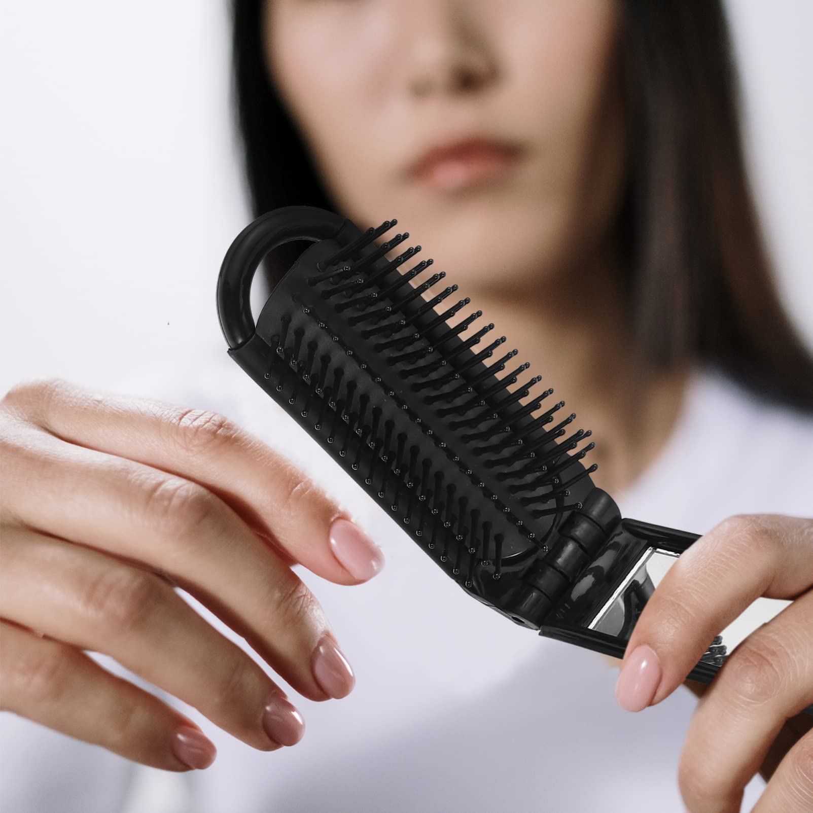 EXCEART 5pcs Foldable Comb with Mirror - Travel Hair Brush for Women & Beard Care - Compact for On-the-Go Styling
