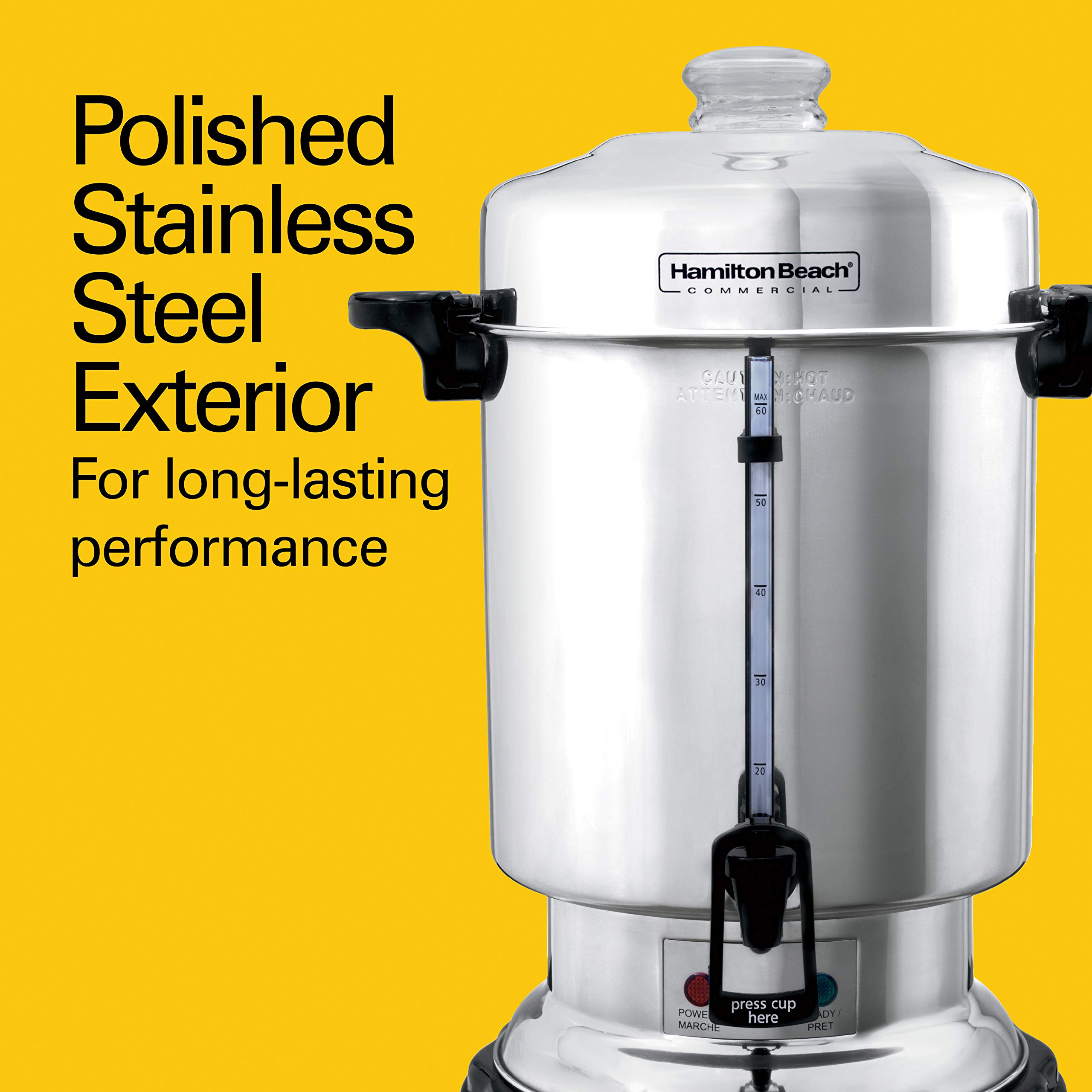 Hamilton Beach Commercial 60 Cup Stainless Steel Coffee Urn - Fast Brew D50065 & 40521 Coffee Maker for Large Events, Offices, Catering - Silver Hot Beverage Dispenser