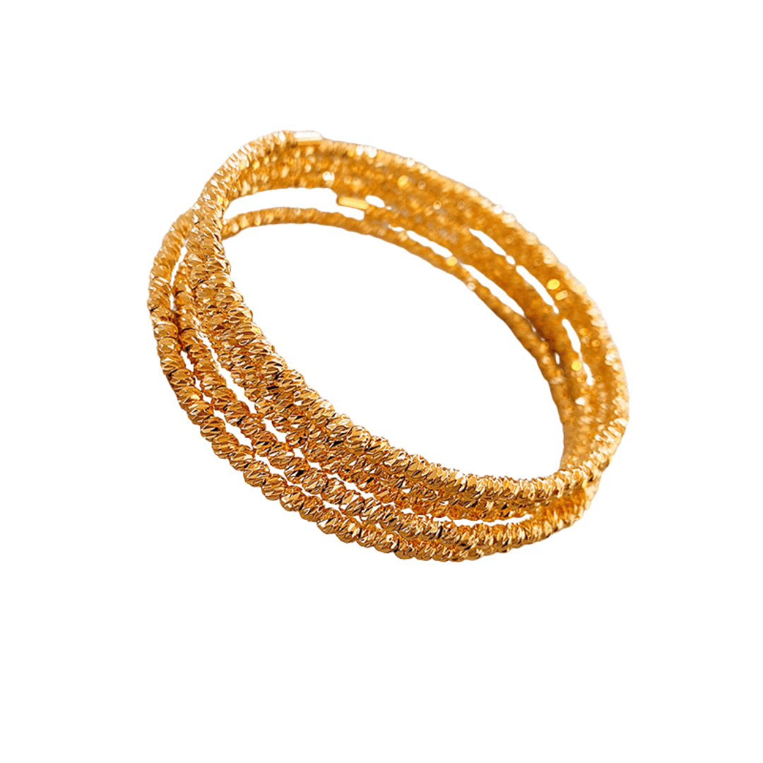 Bling Layer Gold Beads Adjustable Bangle Cuff Bracelet for Women | R8270 | Perfect for Parties, Weddings & Everyday Fashion Accessories