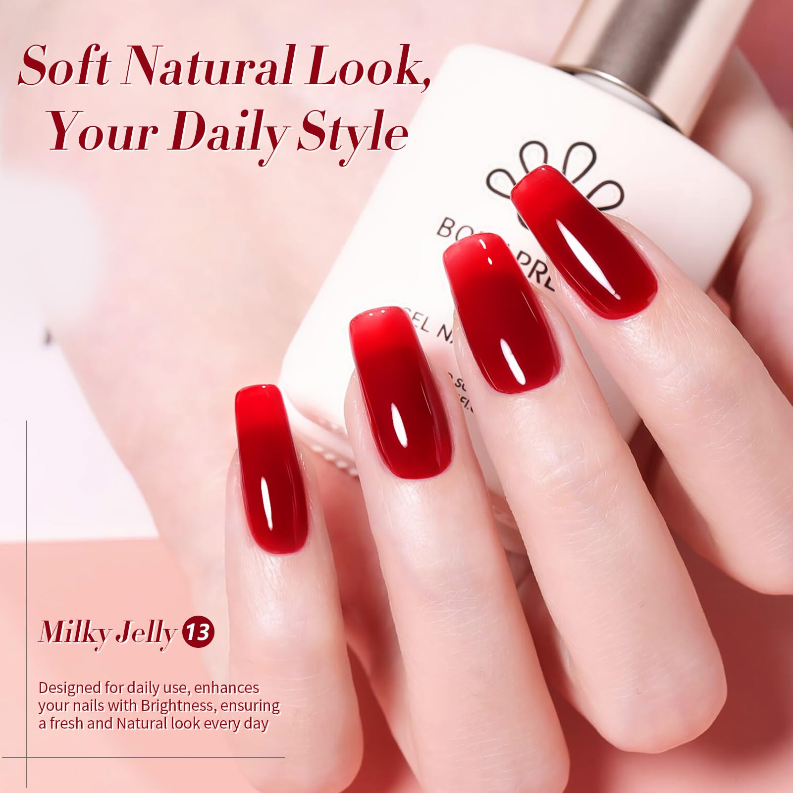 Born Pretty Jelly Burgundy Gel Polish - Christmas Red Nail Art for DIY