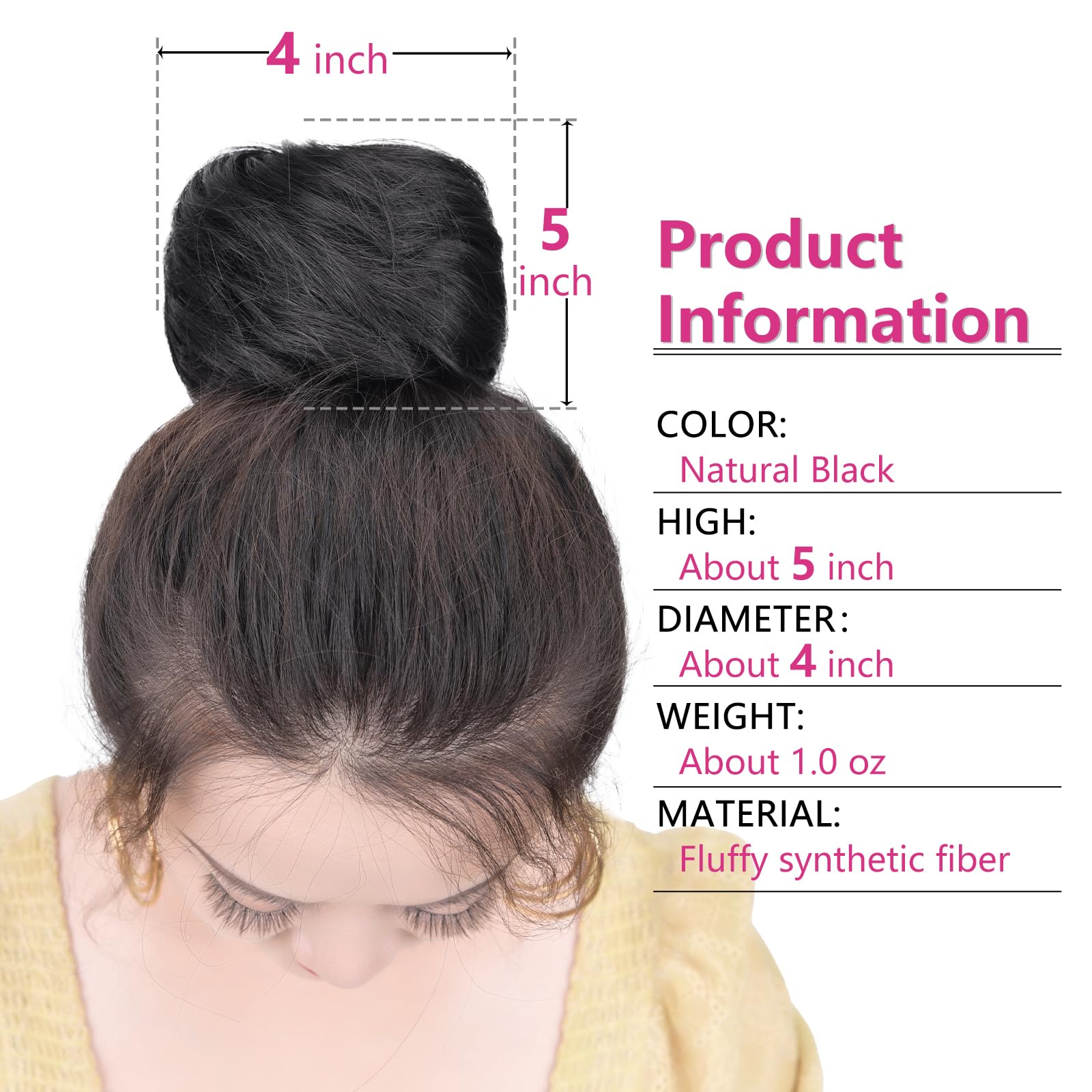 2PCS Black Fake Hair Buns for Women & Girls - Hairpiece for Workplace, Bridal, Wedding & Updo Hairstyles - Perfect for Professional, Formal & Special Occasions