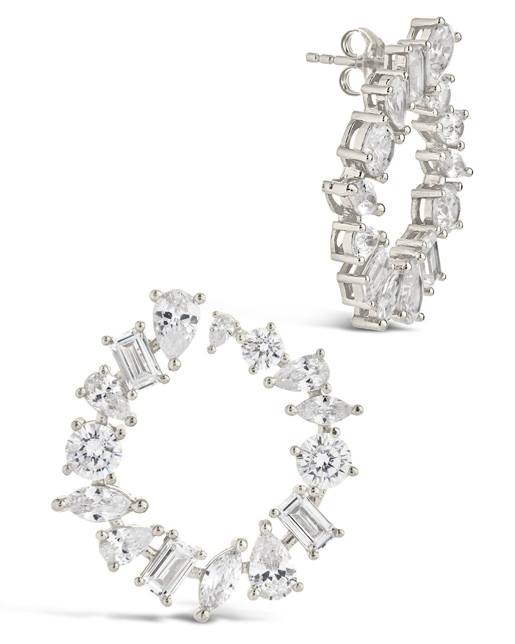 Shania CZ Circle Stud Earrings for Women - Sparkling Cubic Zirconia Silver Hoop Earrings - Perfect for Parties, Weddings & Everyday Wear