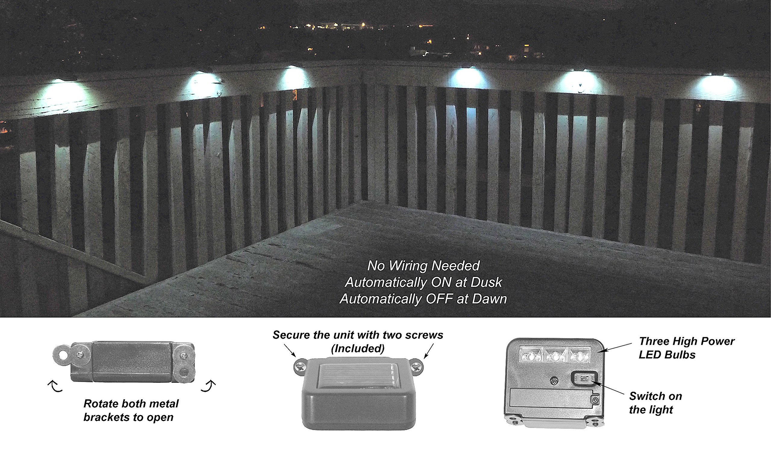 6 Pack Solar Deck Lights - Waterproof Outdoor Stairway & Pathway Lighting - Bright LED Spot Lights for Garden, Patio, Yard, Driveway - Weatherproof Solar Powered Landscape Lights for Home Security & Decoration