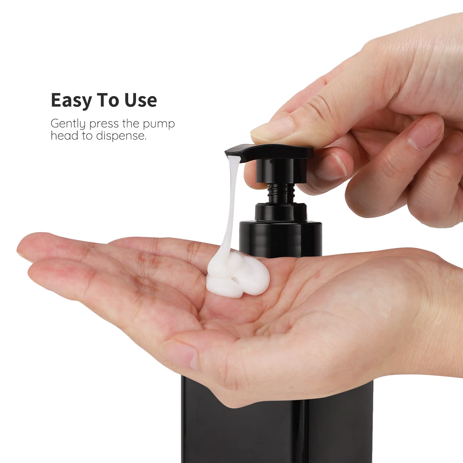 Segbeauty Refillable Shower Dispenser Set - 3 Pack 16.9oz (500ml) Empty Plastic Pump Bottles with Labels for Bathroom, Reusable Soap Dispensers for Body Wash, Shampoo, Conditioner & Lotion - Perfect for Home, Gym, Travel & Hotel Use - Black