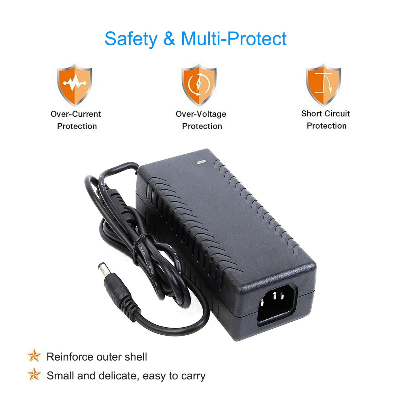 COOLM 9V 5A Power Supply Adapter 45W DC 9V 5A 5000mA AC 110V-240V Universal Power Converter with 5.5x2.5mm DC Plug - Ideal for LED Strip Lights, Security Cameras, and Electronic Devices