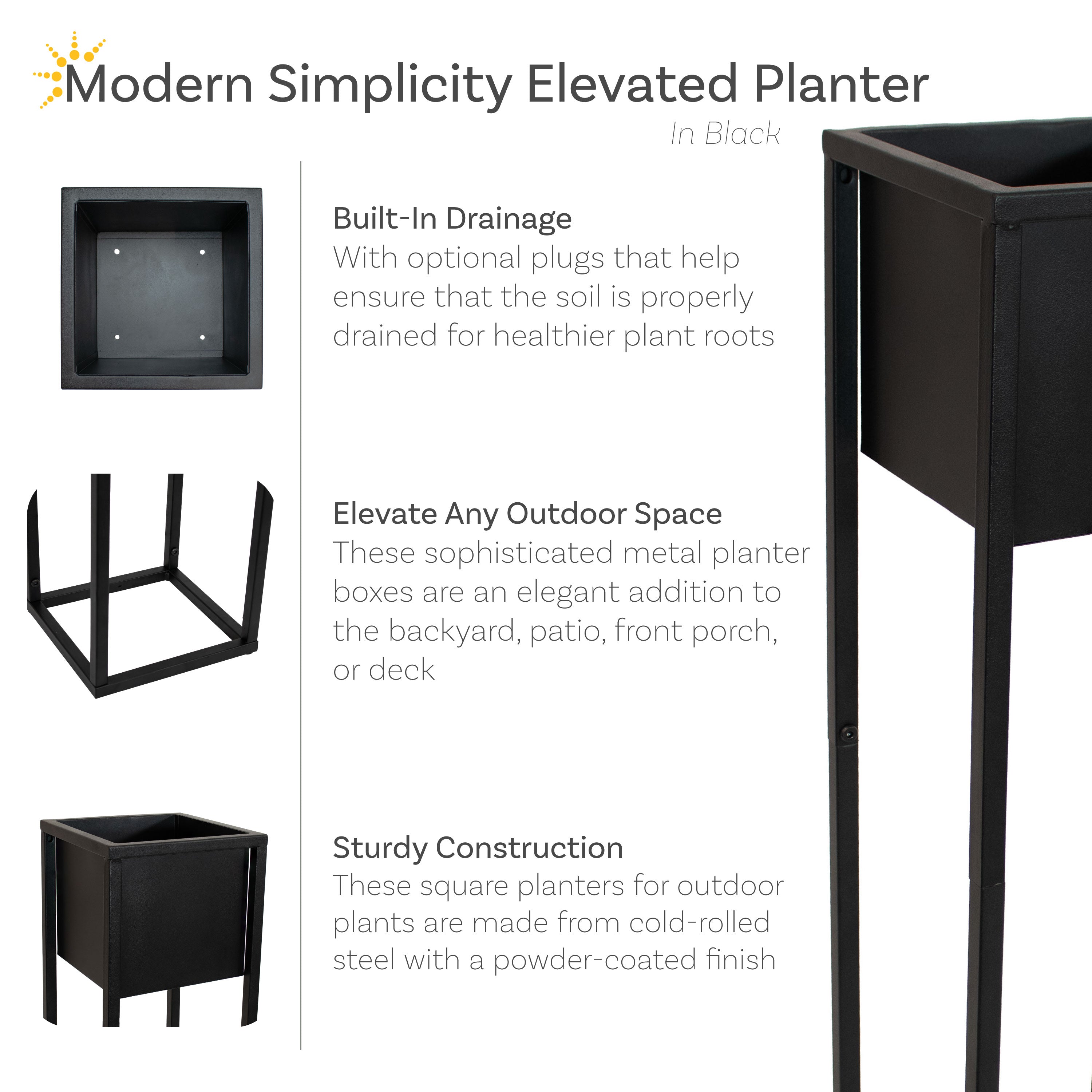Modern Metal Planter Boxes with Legs - Set of 2, Indoor/Outdoor Garden Planters for Patio, Balcony & Home Decor - Rust-Resistant & Durable Design