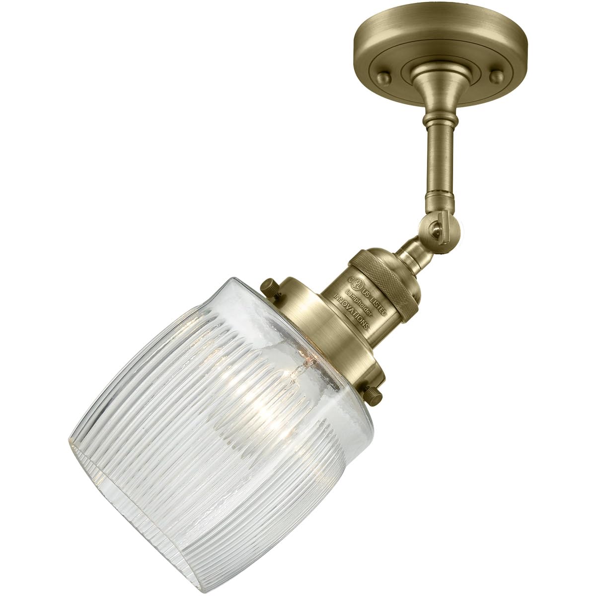 Innovations 201F-AB-G302-LED Semi-Flush Mount Ceiling Light Fixture - Antique Brass Finish, Energy Efficient LED Lighting for Bedroom, Living Room & Hallway