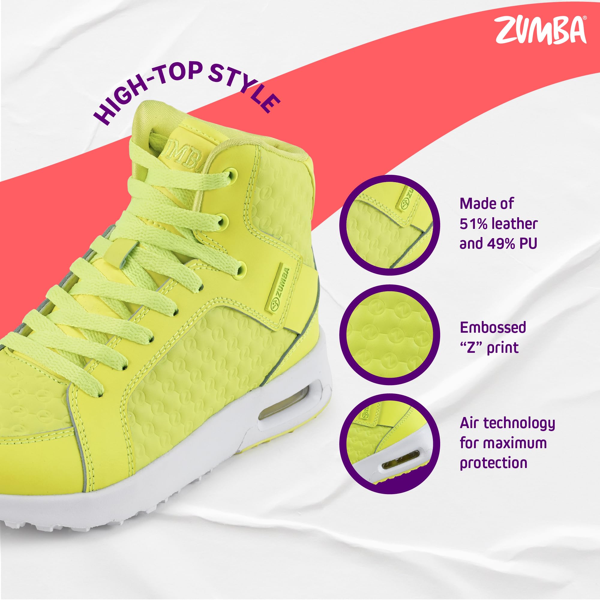 ZUMBA Street Boss Women's High Top Sneakers - Comfortable Dance & Workout Shoes for Fitness, Aerobics & Street Style | Perfect for Zumba Classes, Gym Training & Casual Wear