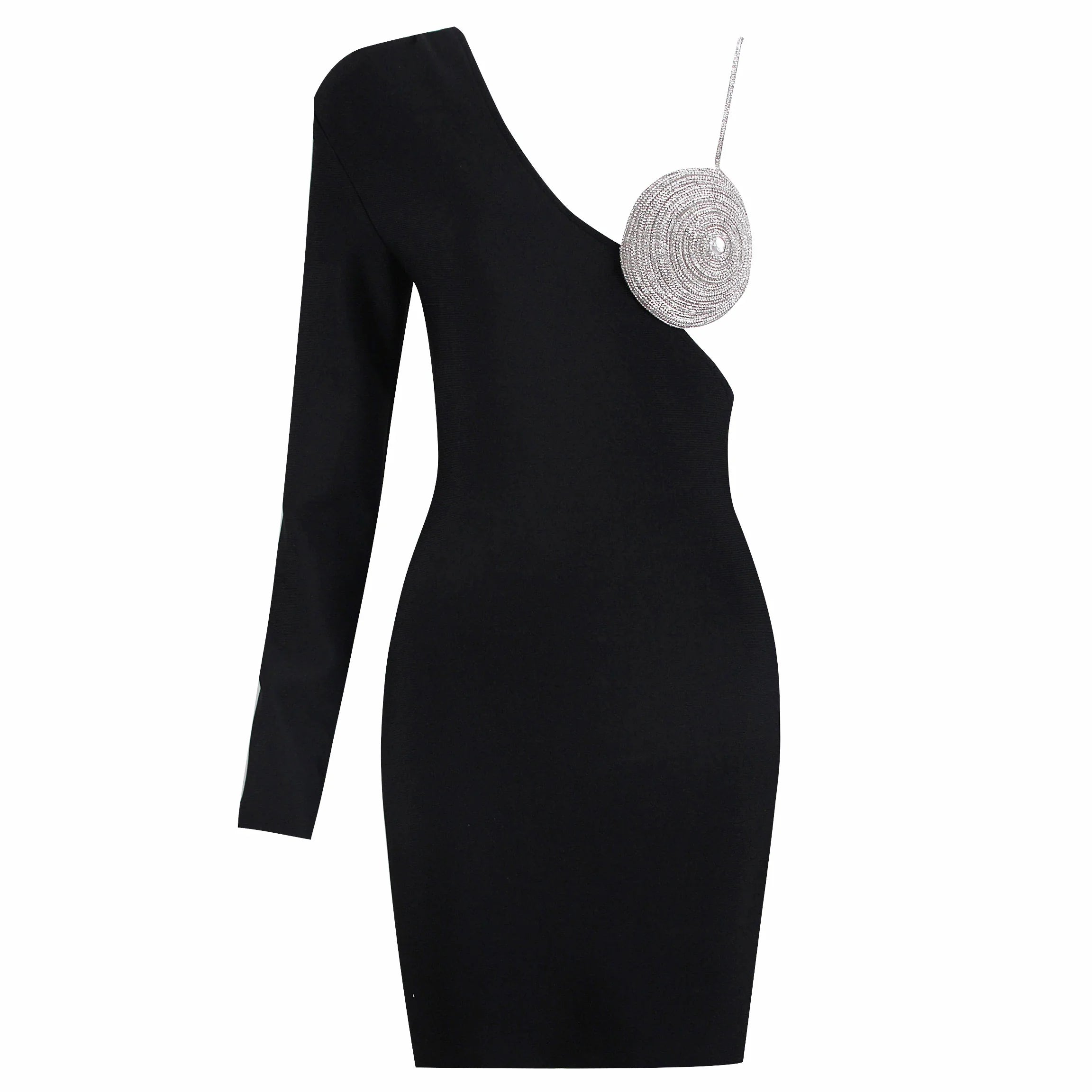 Wholesale Women's Sexy Black Rhinestone Spaghetti Strap Mini Bandage Dress for Cocktail Party & Night Out | Celebrity Inspired Clubwear | Perfect for Evening Events, Date Night & Special Occasions