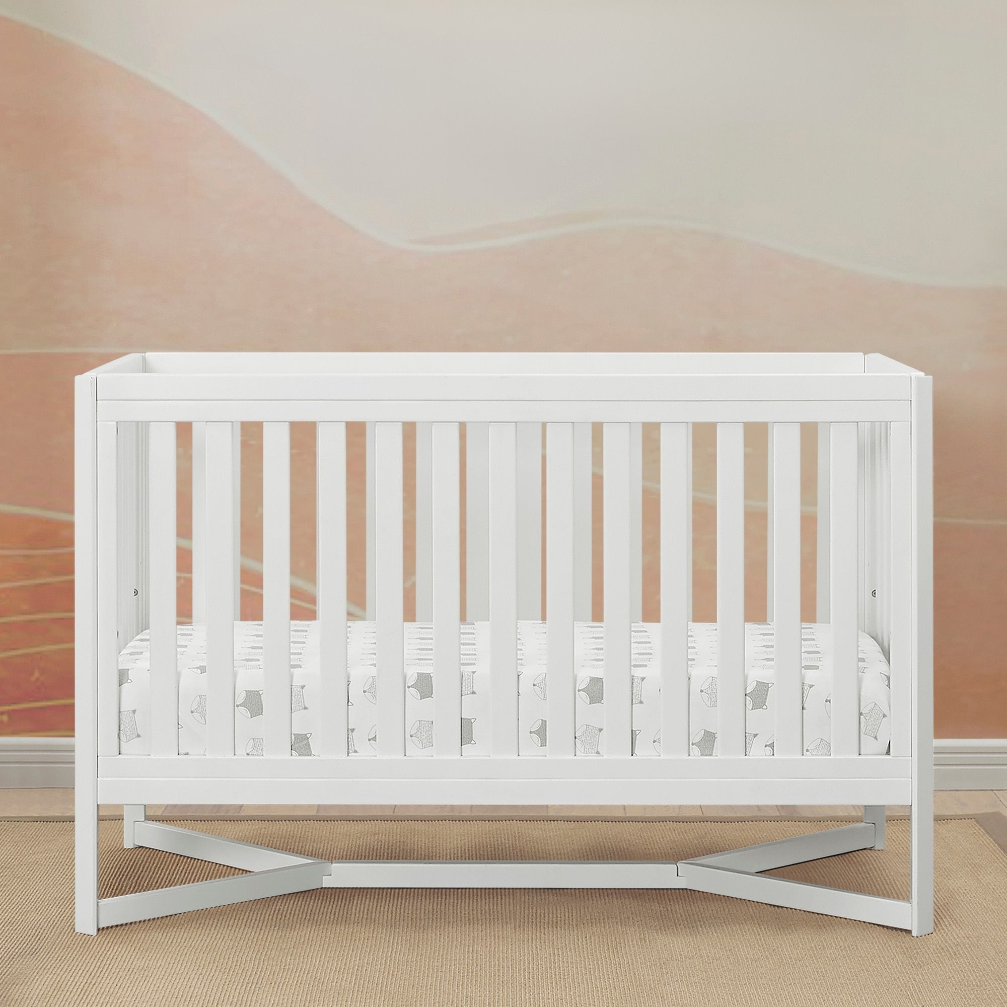 Tribeca 4-in-1 Convertible Baby Crib - White Nursery Furniture for Newborn to Toddler Bed - Perfect for Modern Nursery Rooms & Daycare Centers