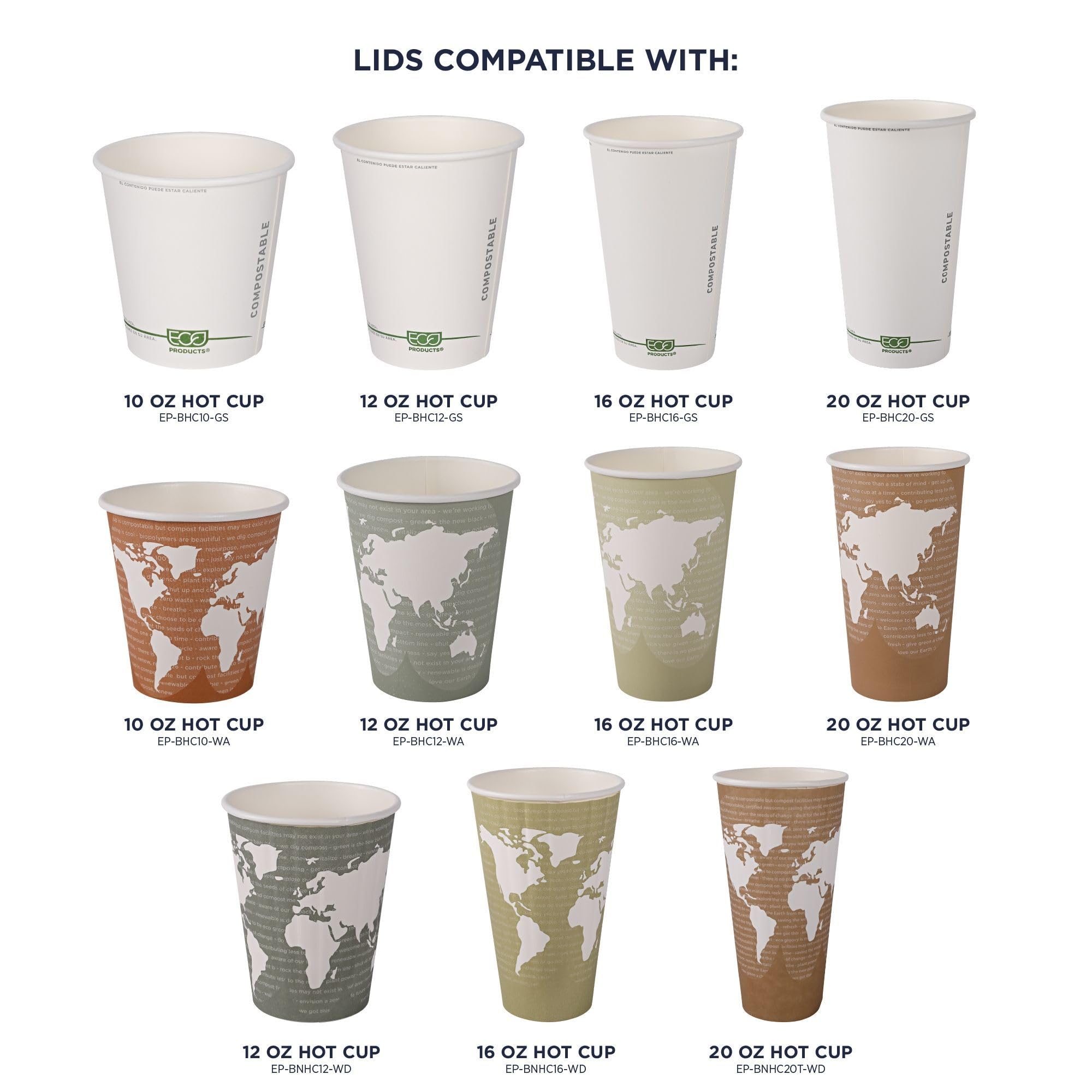 Eco-Friendly Compostable Coffee Cup Lids - 800 Count Case, White EcoLid for 10-20oz Hot Cups | PLA Plant-Based Renewable Material | ASTM & BPI Certified | Perfect for Coffee Shops, Offices & Eco-Conscious Events
