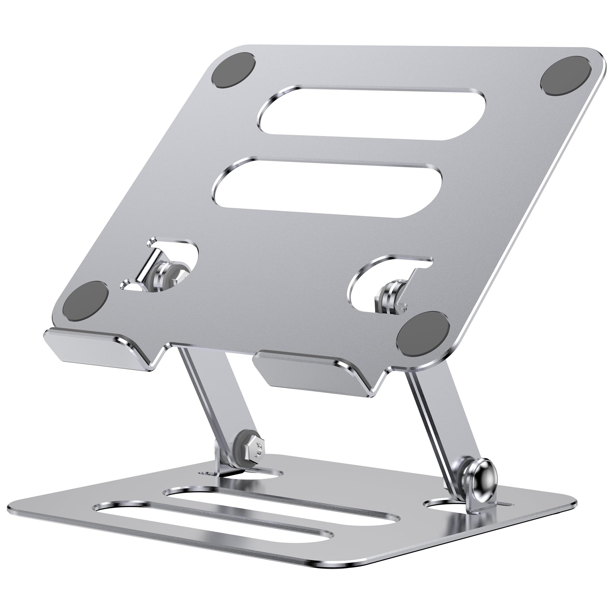 Adjustable Aluminum Tablet Stand Holder for iPad Pro/Air/Mini, Kindle & 4.7-12.9 Inch Tablets - Foldable & Portable Desk Stand for Work, Travel & Home Use (Silver)