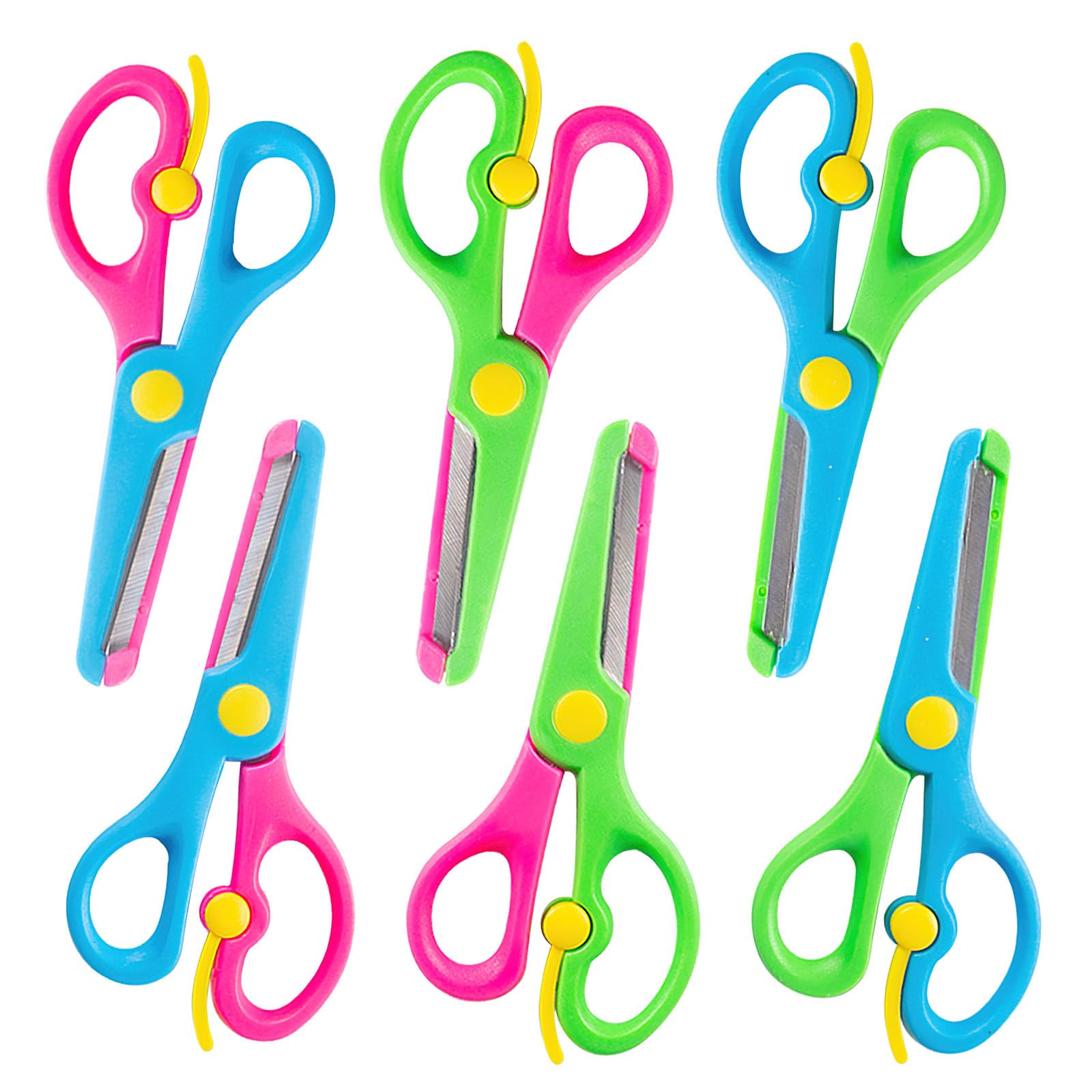 LovesTown Kids Safety Scissors - 6 Pack Dual-Color Preschool Training Scissors for Toddlers, Child-Safe Craft Scissors for Classroom & Home Art Projects | Perfect for Early Learning, Paper Cutting & DIY Crafts