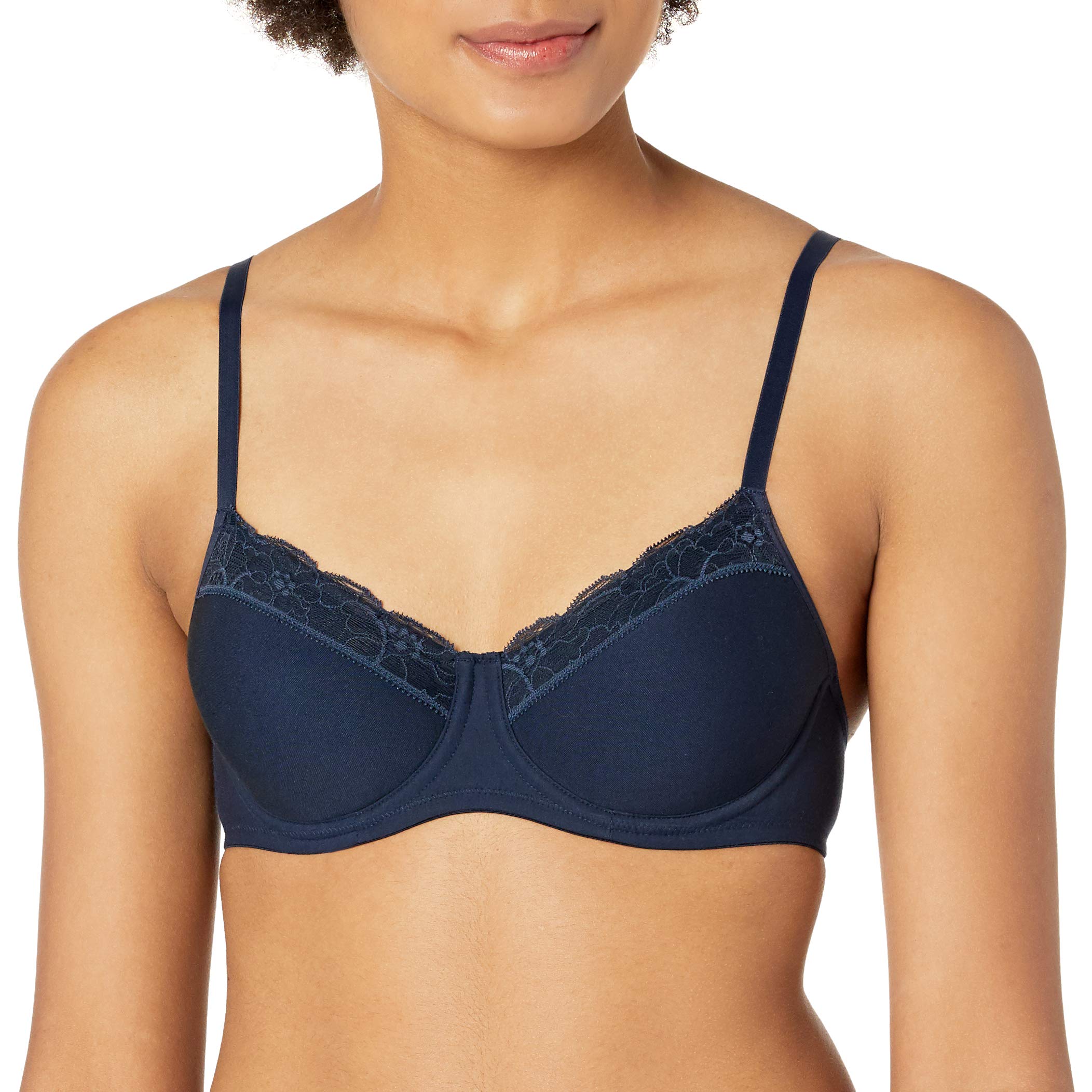 HANRO Women's Cotton Lace T-Shirt Spacer Bra - Comfortable Seamless Underwire Support for Everyday Wear, Workout & Layering