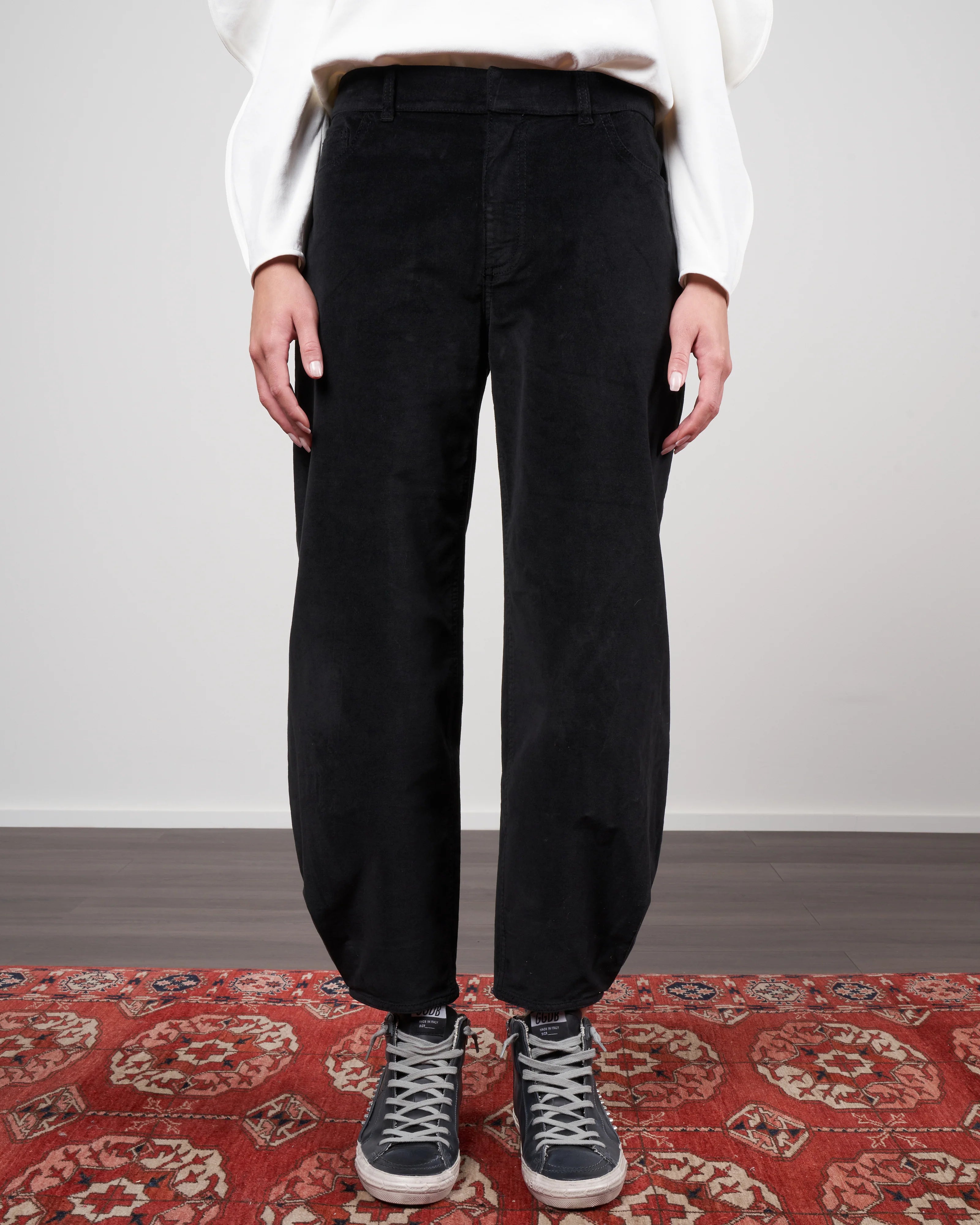 Tibi Brancusi Mid-Rise Stretch Velvet Tapered Pants for Women - Black Size 28 (NWT) - Perfect for Office Wear, Evening Outfits & Special Occasions
