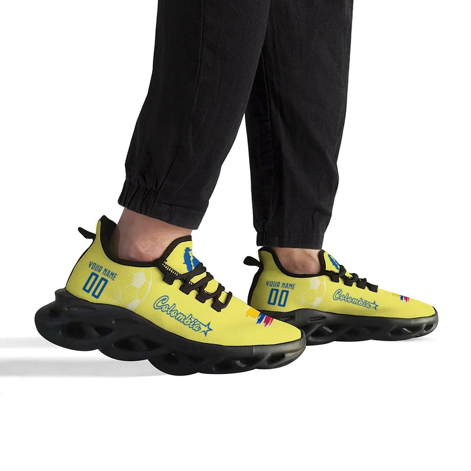Custom Soccer National Flex Sneakers - Personalized Name & Number Athletic Gym Shoes - Breathable Slip-On for Men & Women - Perfect for Fans, Training & Gifts