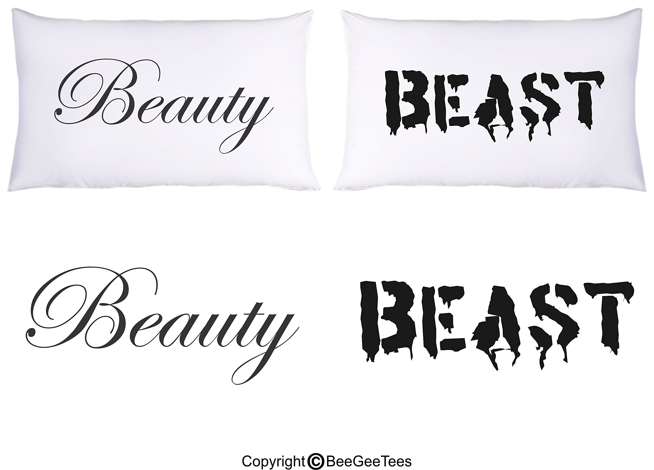 Beauty and The Beast Couple Pillowcases Set - 2 Queen Size Pillow Covers for Disney Fans, Romantic Gifts, Bedroom Decor | Perfect for Valentine's Day, Anniversary, and Disney Themed Bedrooms