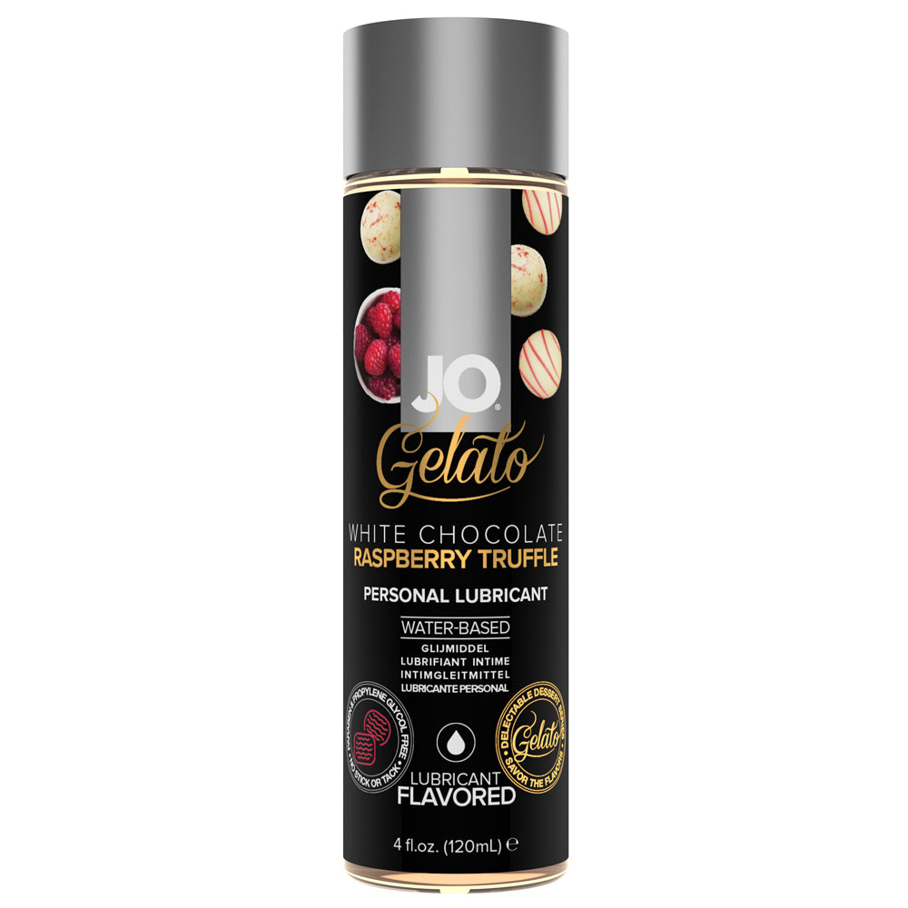 JO Gelato White Chocolate Raspberry Truffle Flavored Lubricant - Silky Smooth Sensual Massage Oil for Couples & Intimate Moments