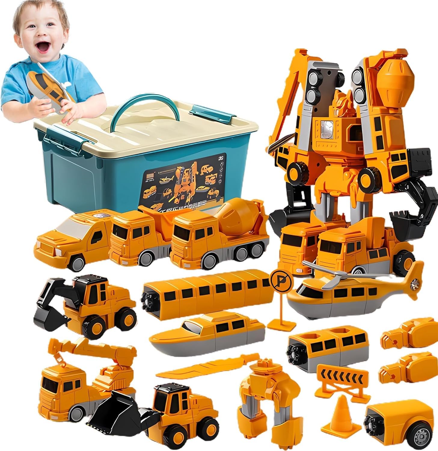 Magnetic Transform Engineering Car Toys for Kids Ages 3-8 - Buildable Magnetic Cars & Trucks with Storage Box - STEM Learning Toys for Boys & Girls - Perfect for Indoor Play & Outdoor Toddler Activities (Set B)