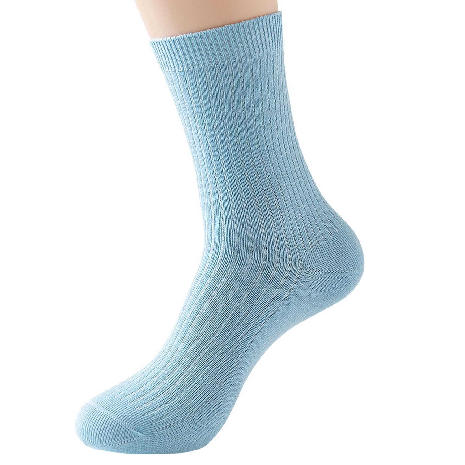 Soft Blue Women's Cotton Crew Socks for Everyday Comfort