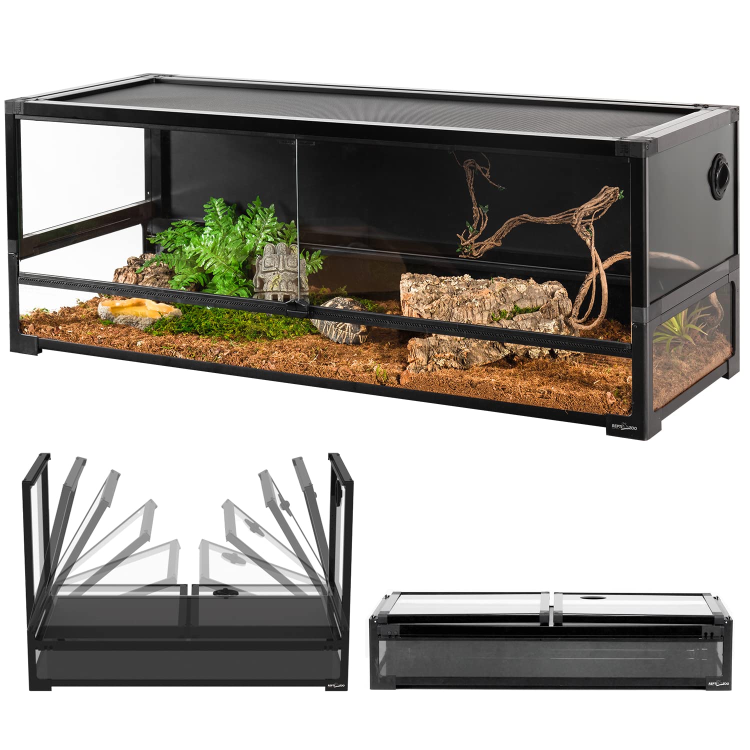 REPTI ZOO 67 Gallon Large Glass Reptile Terrarium Tank 48