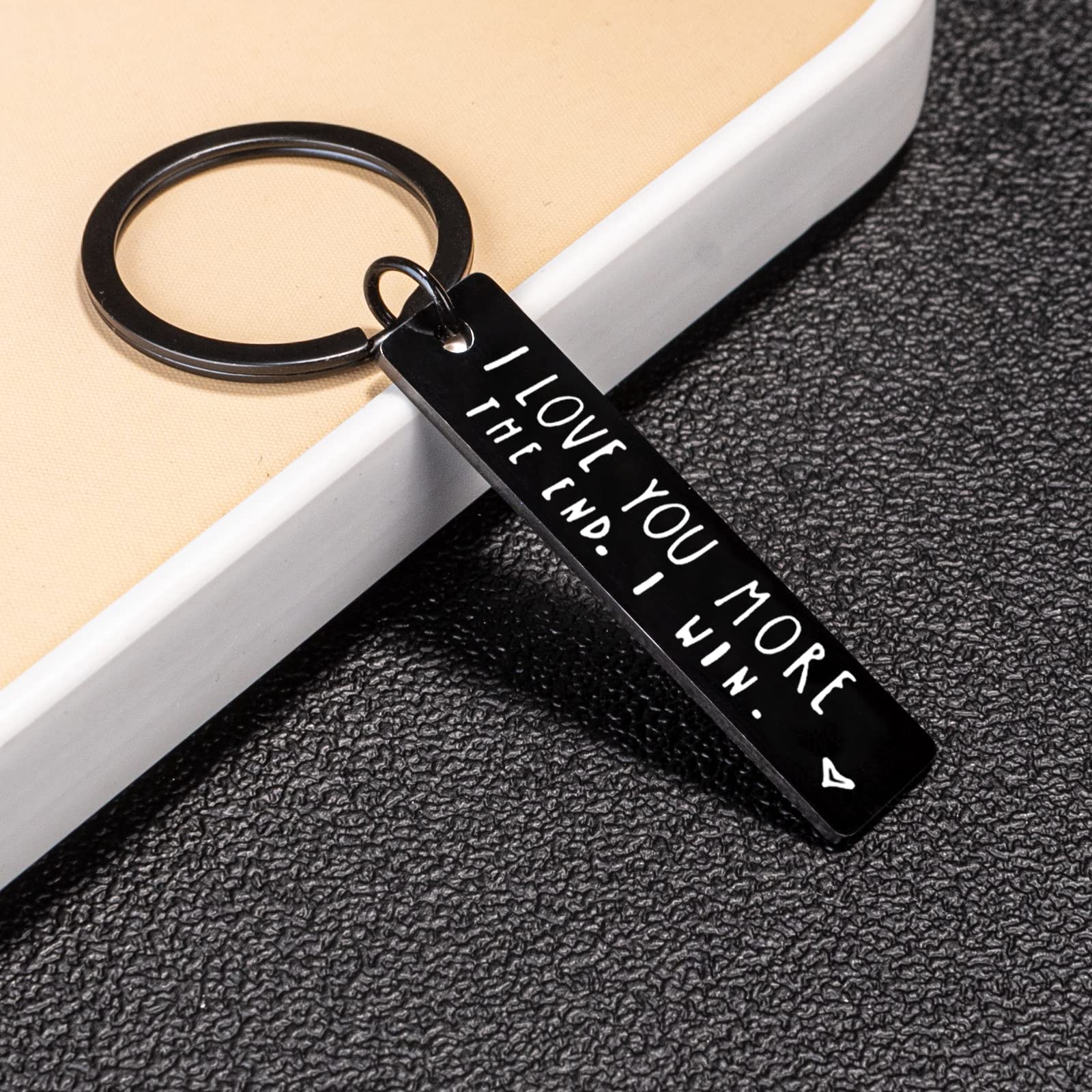 Personalized Couple Keychain - 'I Love You More' Engraved Gift for Boyfriend, Valentine's Day, Anniversary & Birthday - Romantic Present for Couples, Long Distance Relationships & Special Occasions