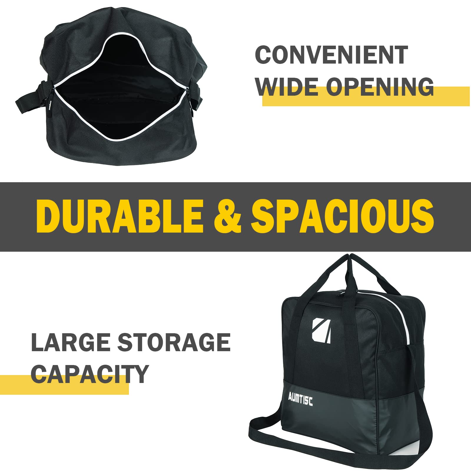 AUMTISC 2-Piece Padded Ski and Boot Bag Combo - Adjustable Length Up to 200cm for 1 Pair of Skis & Boots - Perfect for Air Travel, Mountain Trips & Ski Resort Storage