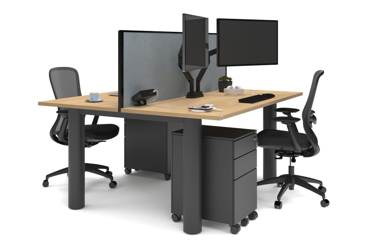 Quadro Cylinder Leg 2 Person Office Workstation - 1800L x 700W Modern Desk for Collaborative Workspaces | Perfect for Office, Coworking Spaces & Home Offices