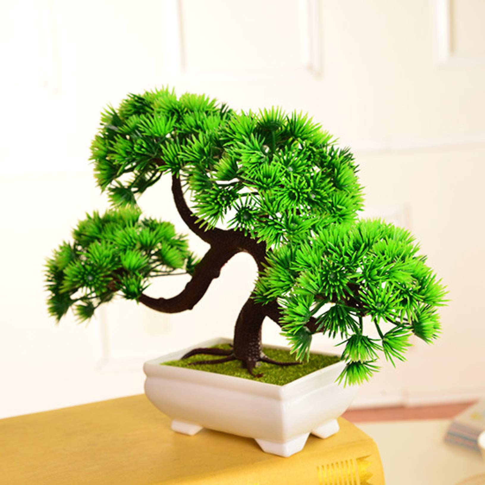 KKONION Artificial Bonsai Tree - Realistic Pine Simulation Potted Plant for Home & Office Decor | Faux Greenery for Desk, Shelf, Living Room, and Workspace