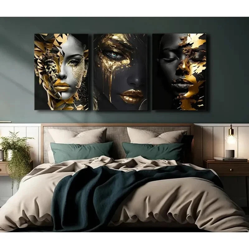 3-Piece African American Black Girl Metal Wall Art Prints - Ready to Hang, Home & Office Decor for Black History Month, Women's Empowerment, Living Room & Bedroom Wall Decor