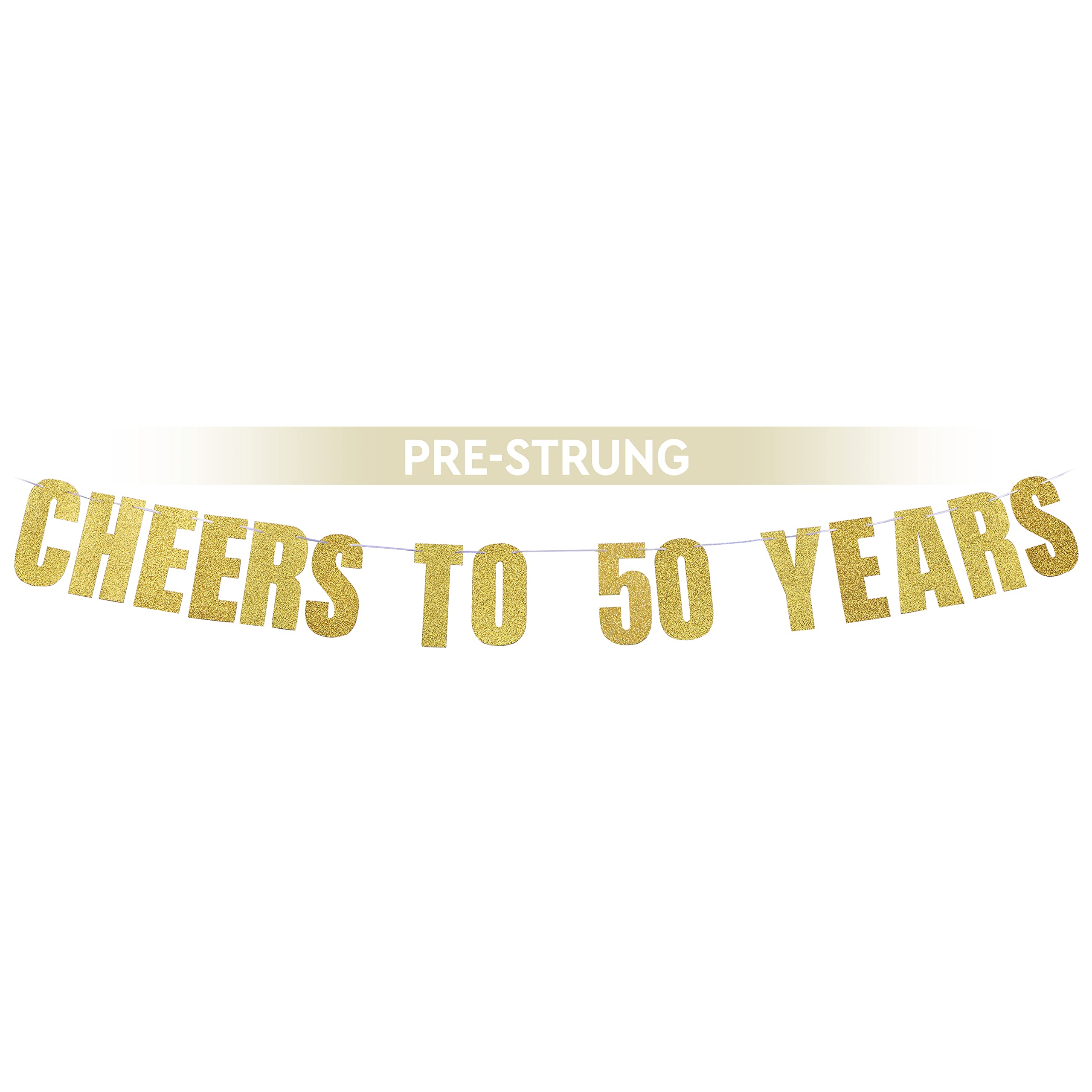 Pre-Strung 50th Birthday Banner - Over The Hill Party Decorations for Men, 50 Year Old Birthday Supplies, Cheers to 50 Years Bday Party Decor - Perfect for Milestone Celebrations, Retirement Parties & Funny Birthday Themes - by Prazoli