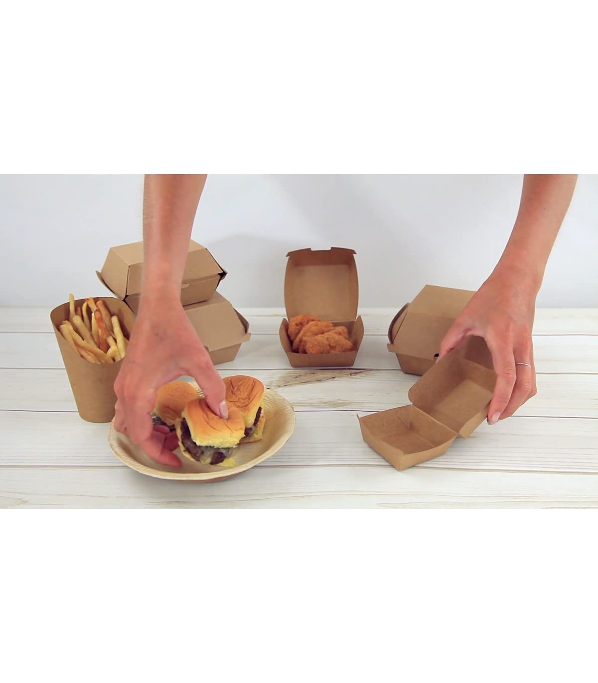 PacknWood 210EATBUK105 16oz Kraft Burger Box - 3.75x3.75x2in Disposable Food Containers (300 pcs) | Eco-Friendly Corrugated Cardboard Takeout Boxes for Burgers, Snacks & Small Gifts | Perfect for Restaurants, Food Trucks, Catering & Party Favors