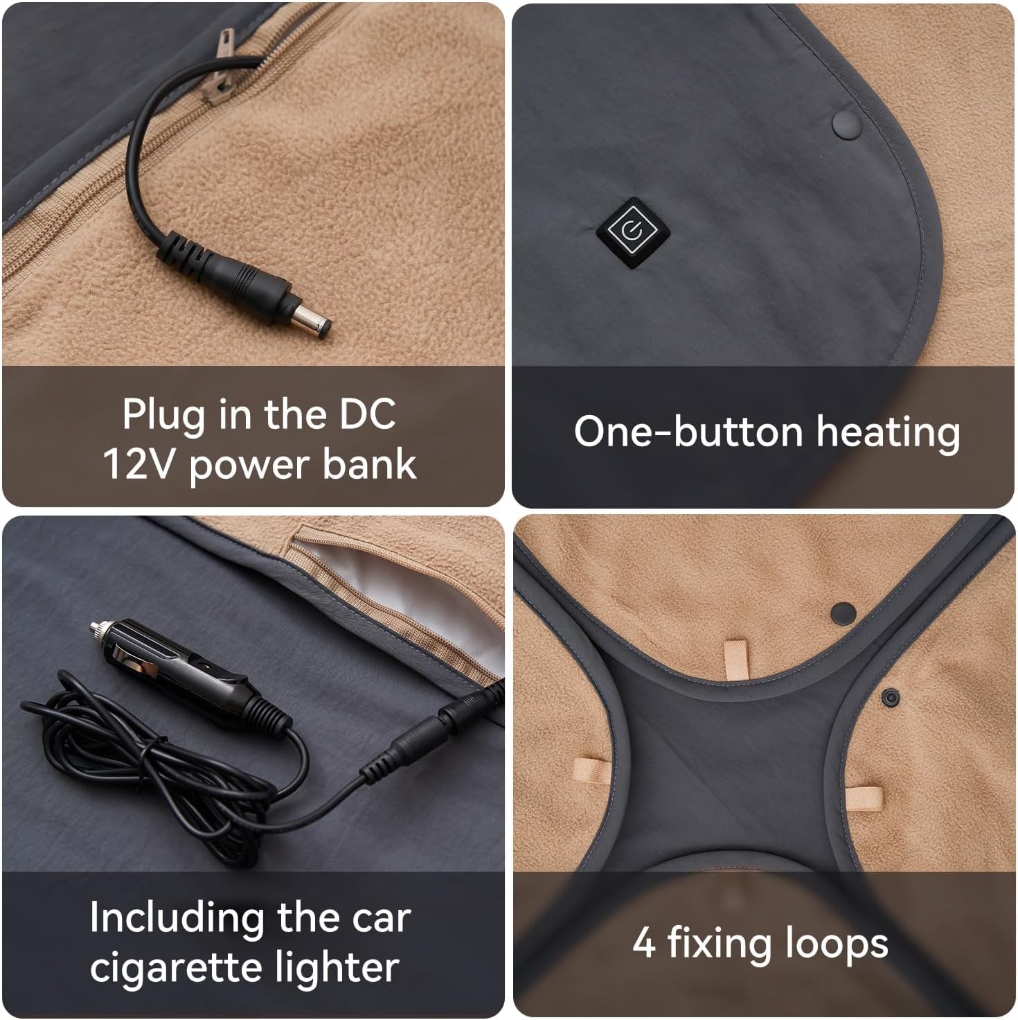 Portable 12V DC Heated Blanket - Battery Operated Electric Warming Blanket for Camping, Travel & Outdoor Use - 37