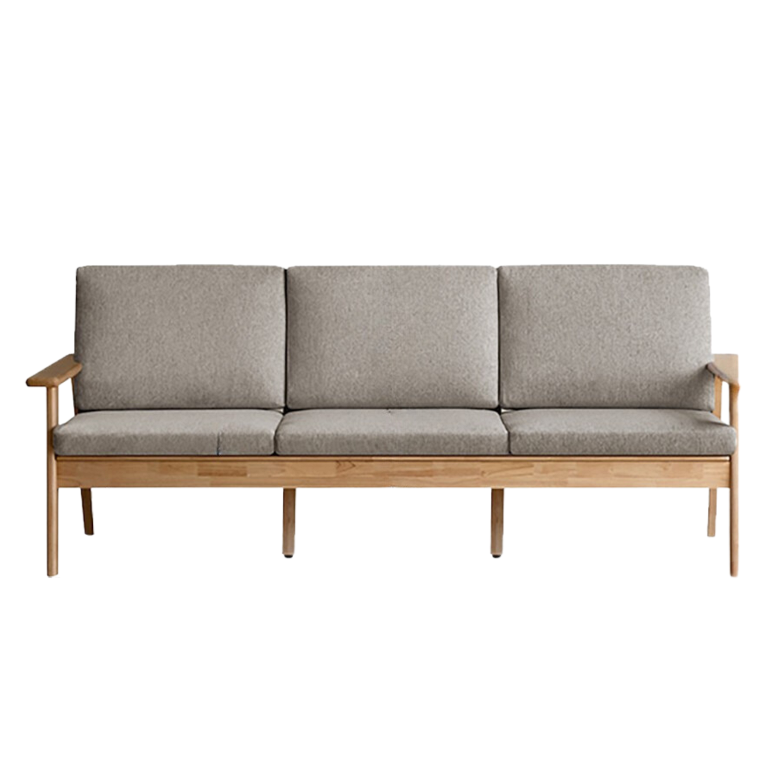 Pine Solid Wood 3-Seat Rubber Wood Straight Sofa - Durable & Stylish Living Room Furniture for Home, Office, or Lounge