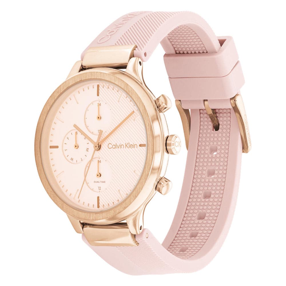 Calvin Klein Women's Chronograph Watch with Pink Silicone Strap - Model 25200243 | Elegant Fashion Accessory for Everyday Wear, Office & Special Occasions