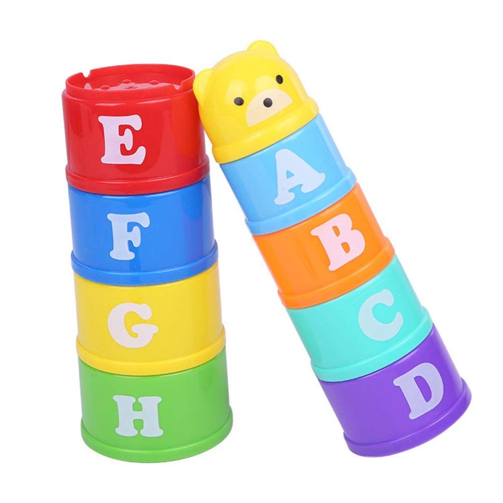 POPETPOP 9Pcs Bird Toys - Educational Stacking Cups for Parrot Training & Treats - Chewing Toys for Parakeets, Cockatiels, Conures, Macaws, Budgies - Perfect for Cage Enrichment & Interactive Play