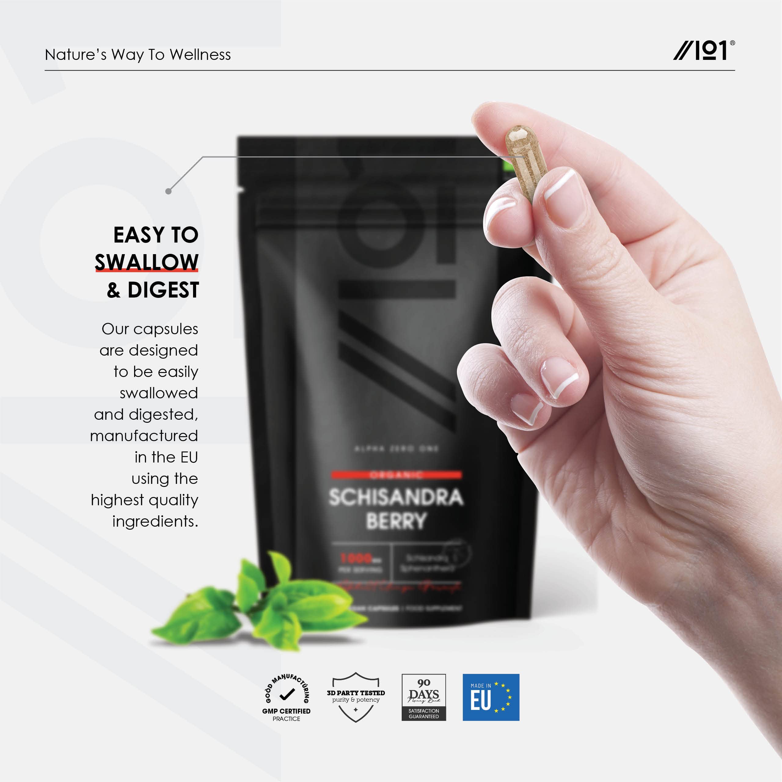 Organic Schisandra Berry 1000mg Supplement - High Potency 2 Month Supply (120 Vegan Capsules) - Non-GMO, Gluten Free, Halal Certified - Supports Energy, Focus & Stress Relief - Perfect for Daily Wellness & Natural Detox
