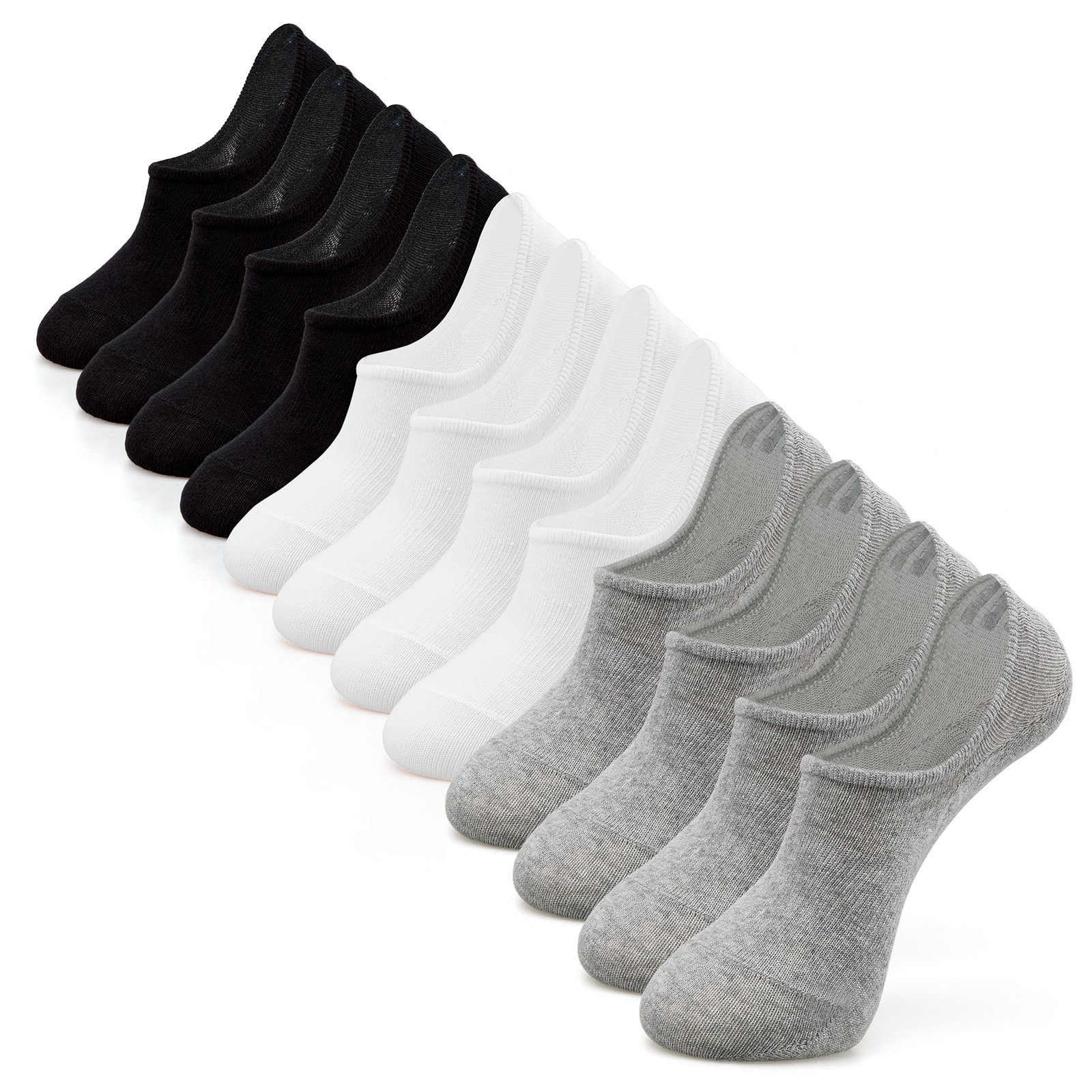 IDEGG No Show Socks for Women & Men - Low Cut Invisible Liner Socks with Anti-Slip Grip - Perfect for Running, Athletic Shoes & Casual Wear