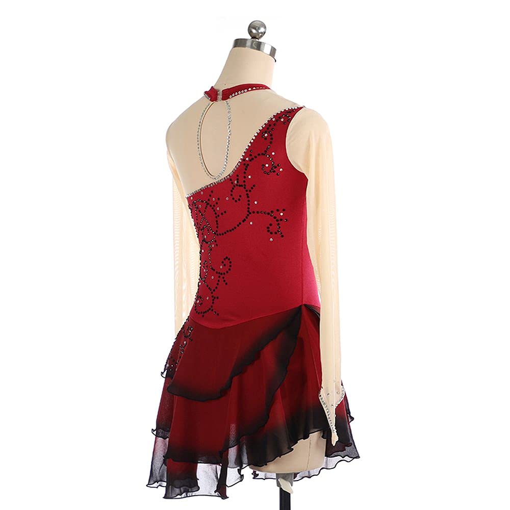 LIUHUO Girls Figure Skating Competition Dress - Red Ice Skating Performance Outfit for Teens & Juniors | Perfect for Ice Shows, Competitions & Practice