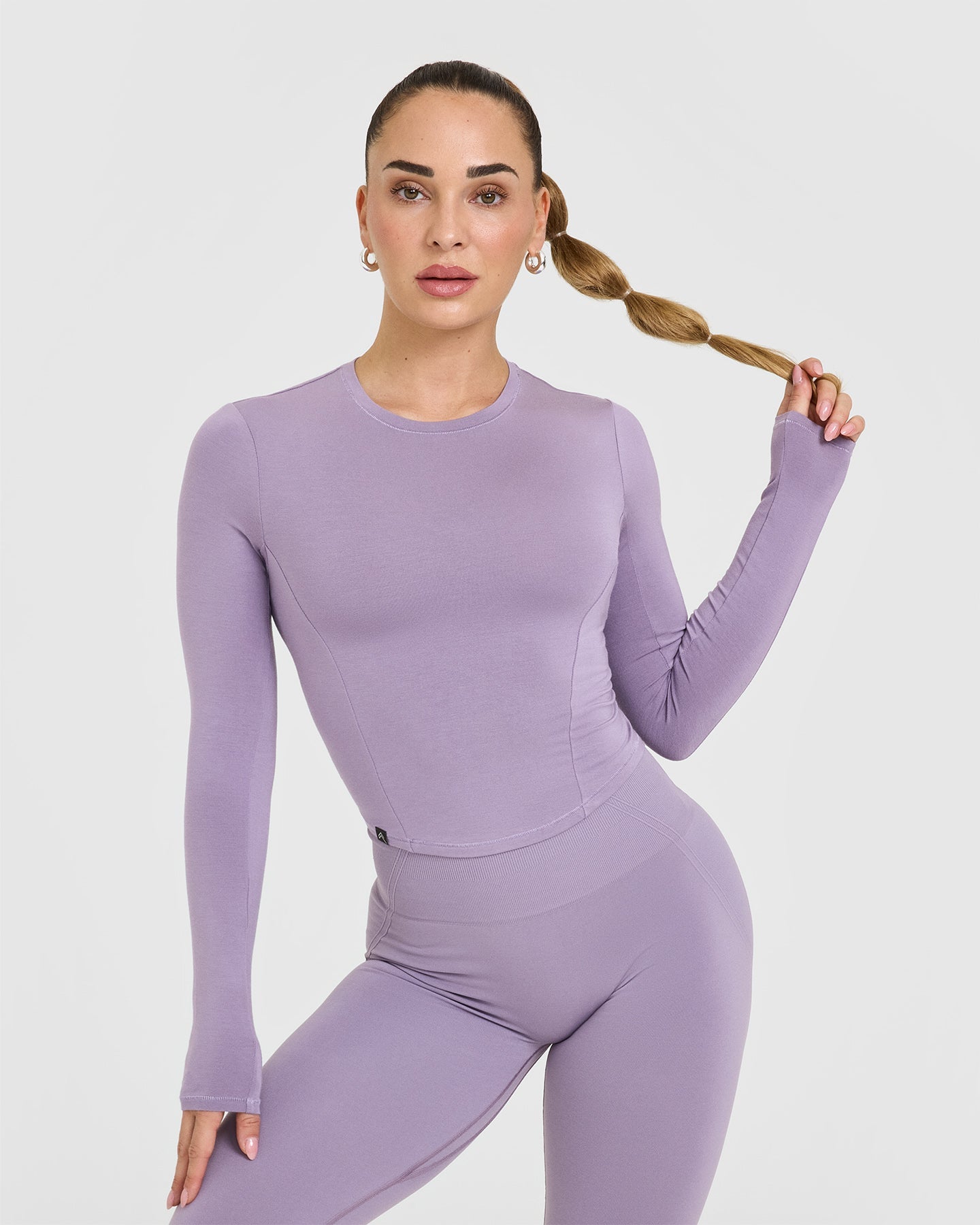 Mellow™ Soft Mid Long Sleeve Top for Women - Comfortable Stretch Cotton Blouse in Soft Purple | Perfect for Casual Wear, Office Outfits & Layering