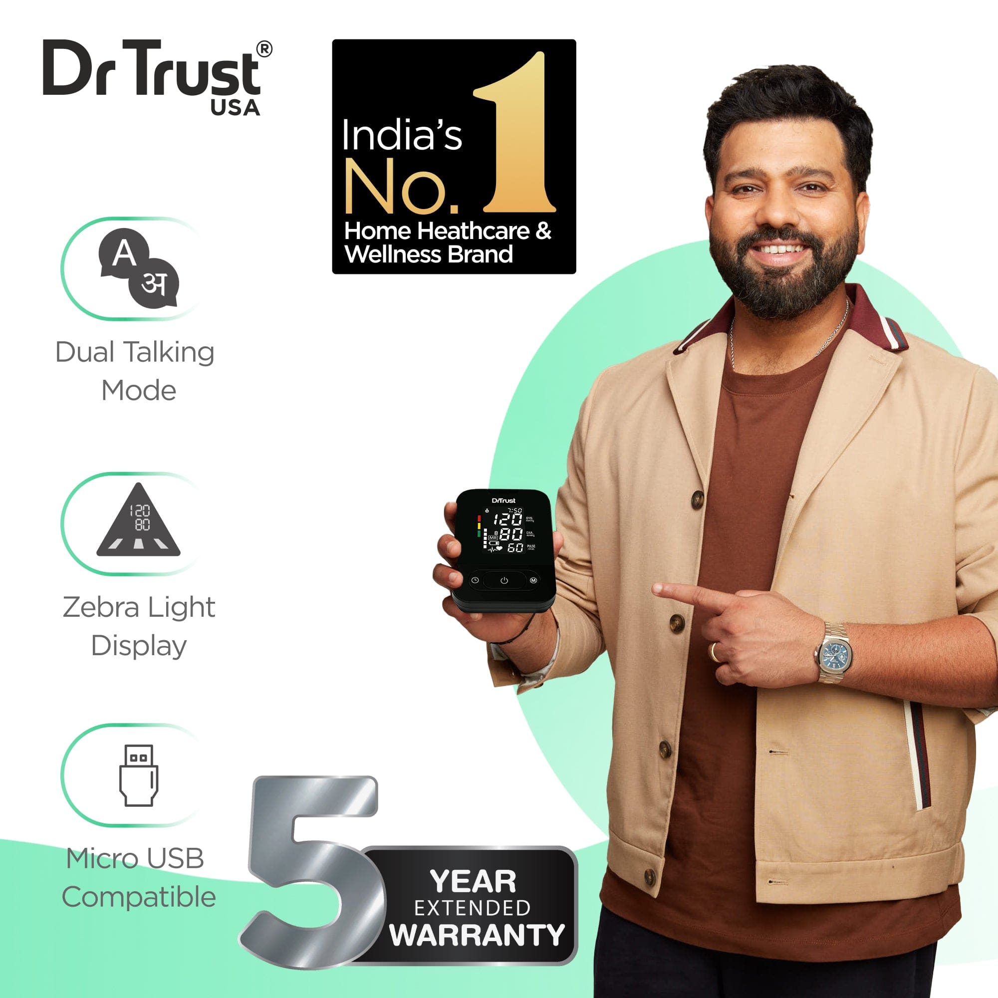 Dr Trust USA Smart Talking & Silent Mode Automatic Digital Blood Pressure Monitor - Accurate BP Machine for Home Use, Travel & Health Monitoring