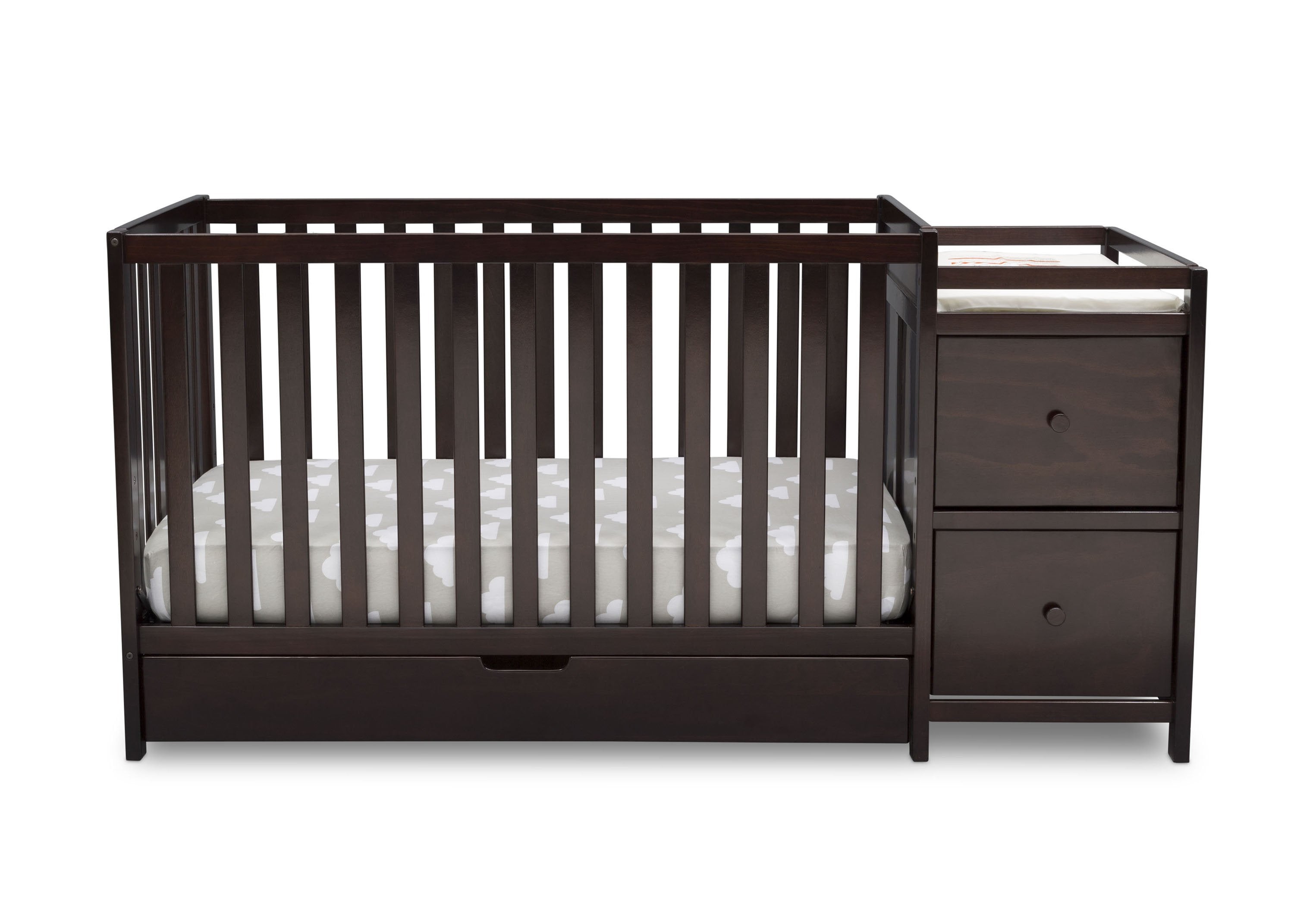 Luna Convertible Crib and Changer with Under Drawer - 3-in-1 Baby Nursery Furniture for Newborn to Toddler | Space-Saving Storage Solution for Diapers, Clothes & Baby Essentials | Perfect for Small Nursery Rooms & Modern Home Decor