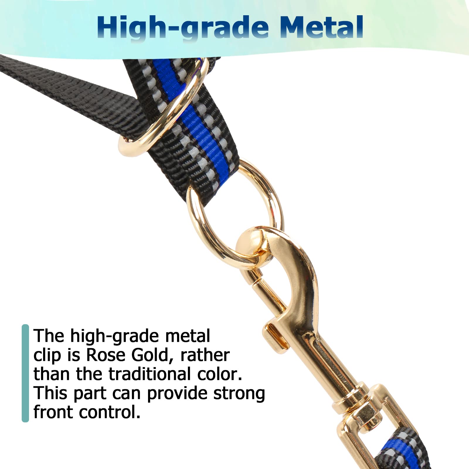 BARKLESS No Pull Dog Muzzle Leash - Adjustable Head Halter for Medium & Large Aggressive Dogs - Gentle Face Harness Stops Pulling & Choking - Stylish Blue Head Collar (Size M) - Perfect for Walking, Training & Controlling Strong Pullers Safely