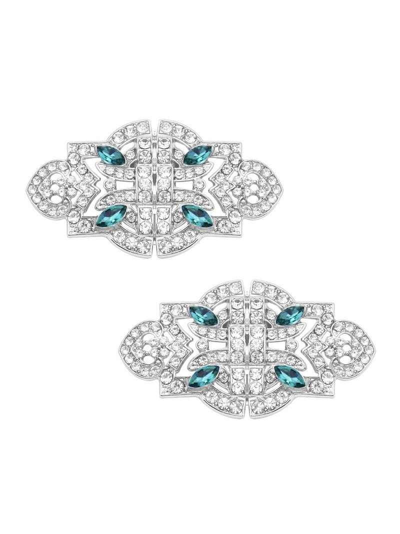 ELEGANTPARK Rhinestone Shoe Clips for Women - Sparkling Shoe Buckle Decorations (2 Pcs) - Perfect for Pumps, Flats & Wedding Shoes