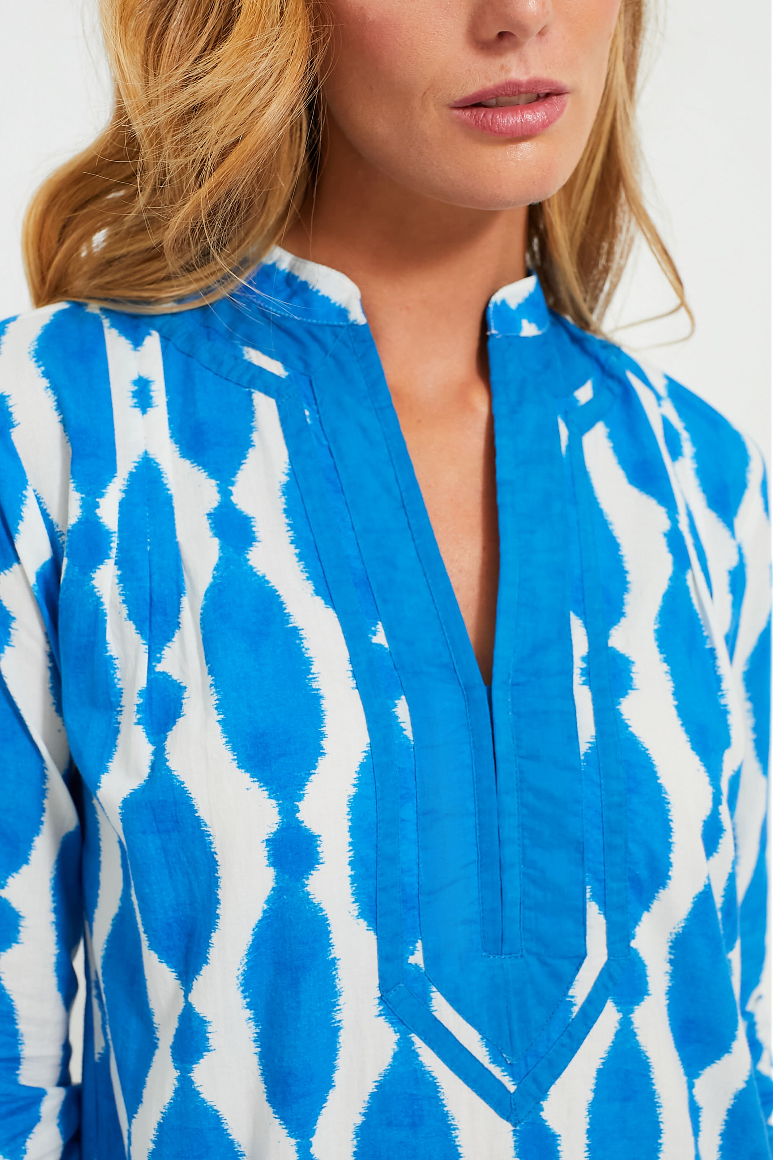 Blue Jalapa Tokyo Short Kurta Dress for Women - Stylish Boho Cotton Tunic Top for Casual Wear, Summer Outfits & Festivals